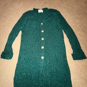 Elegant Green Button-Up Cardigan